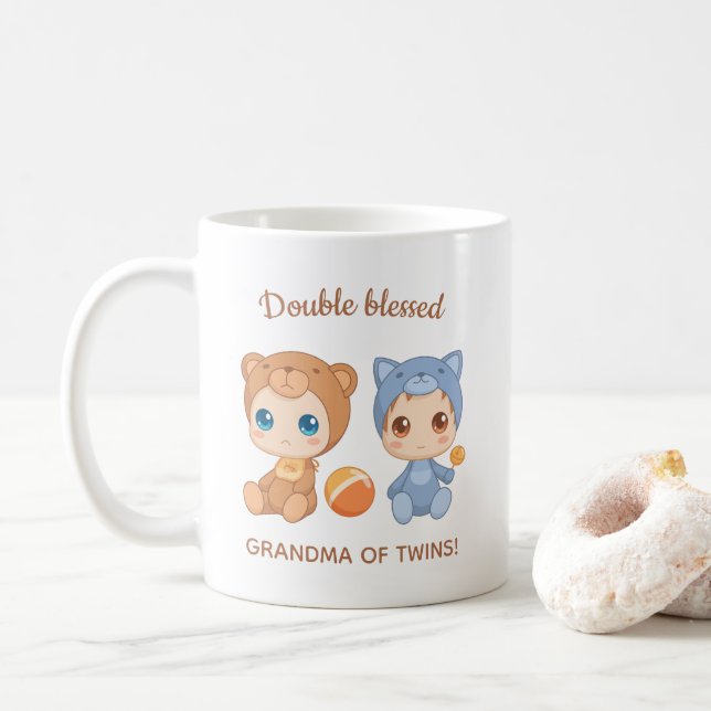 Caneca De Café Vovó do Twins Bear Bear Bear (Com Donut)