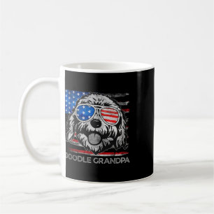 Caneca De Café Vovô Doodle Bandeira Americana Vintage Cão Engraça