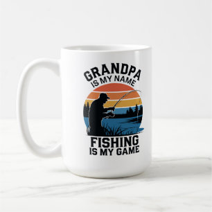 Caneca De Café Vovô É O Meu Nome, Pesca É O Meu Jogo Design