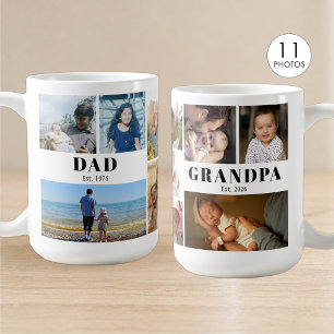 Caneca De Café Vovô e Papai Estabelecidos 11 Colagem de Fotos