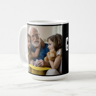Caneca De Café Vovô Est. Foto com texto branco grunge