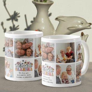 Caneca De Café Vovó Fofo Flores Retrô Caprichosas Colagem de Foto