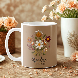 Caneca De Café Vovó, foto de presente, moça de café floral
