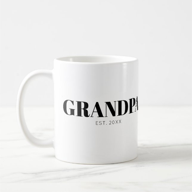 Caneca De Café Vovô Fundado Ano Texto Simples Mínimo (Esquerda)
