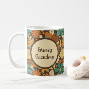 Caneca De Café Vovó Groovy Vintage Anos Sessenta Flower Power, Ma