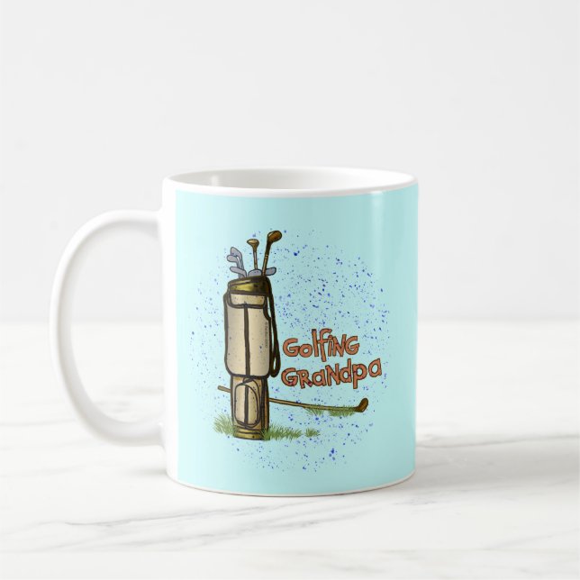 Caneca De Café Vovô Jogando Golfe (Esquerda)
