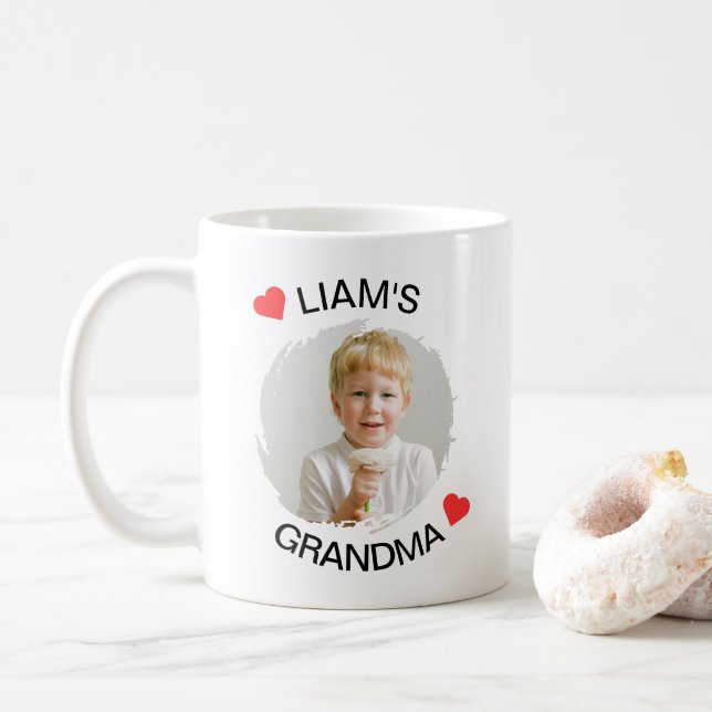 Caneca De Café Vovó Personalizada Mug - Cara de Criança Personali (Com Donut)
