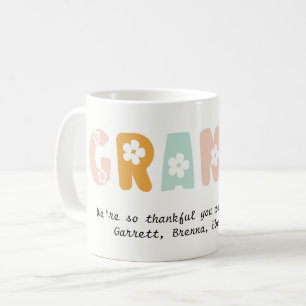 Caneca De Café Vovó Personalizado Pastel Floral Cores Vovó