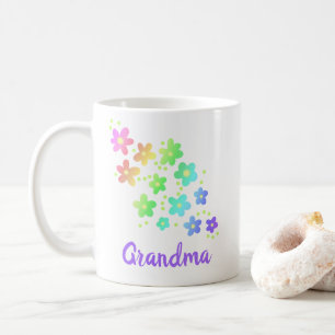 Caneca De Café Vovó Rainbow Flowers Mug