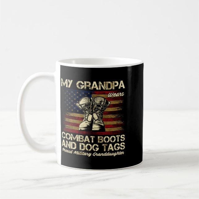 Caneca De Café Vovô Usa Botas de Combate E Placas de Identificaçã (Esquerda)