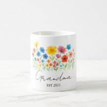 Vovó Wildflower Mug | Est Personalizado. Ano -