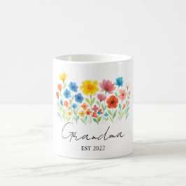 Caneca De Café Vovó Wildflower Mug | Est Personalizado. Ano -