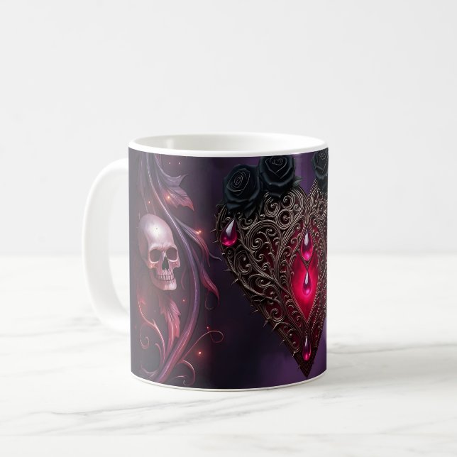 Caneca De Café Vows Beyond the Veil – Gothic Wedding Art  (Frente Esquerda)