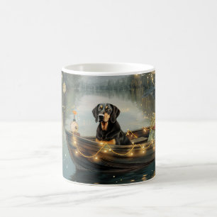 Caneca De Café Voyage festiva de Natal do Conhound Bluetick