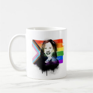 Caneca De Café VP Kamala Harris Grafite do Orgulho LGBTQ de Progr