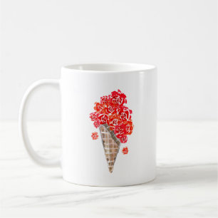 Caneca De Café Waffle do Cone do Rosa vermelha Sorvete