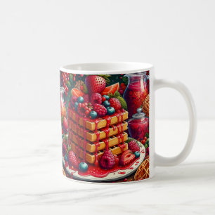 Caneca De Café Waffle Empilhado de Frutas