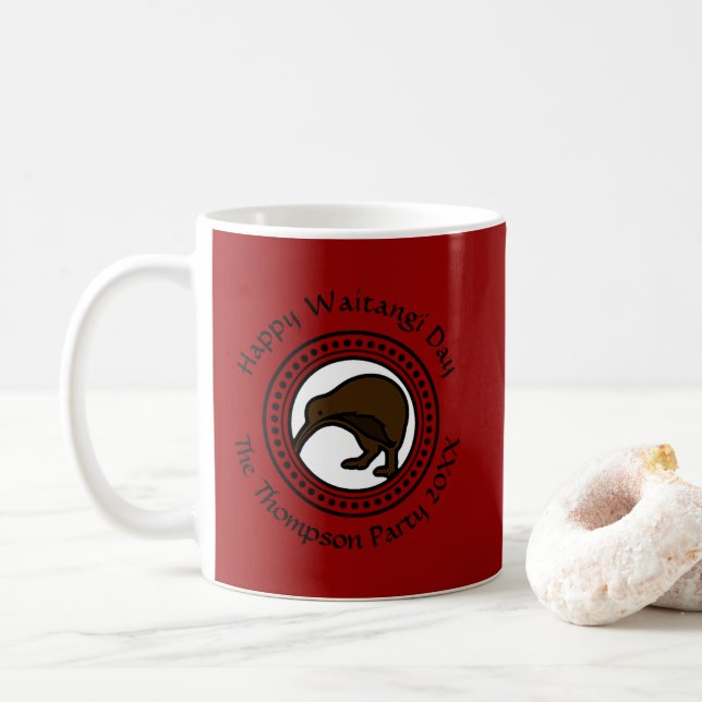 Caneca De Café Waitangi Day Can Edit Text Nova Zelândia (Com Donut)