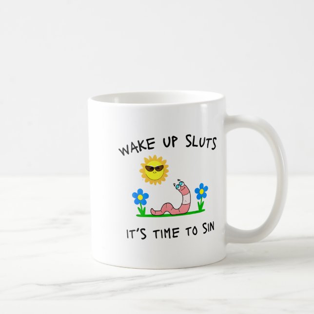 Caneca De Café Wake Up S It's Time To Sin Funny Animal Meme  (Direita)