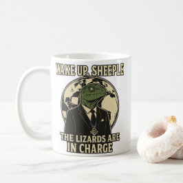 Caneca De Café Wake Up Sheeple Lizard Rulers Parody