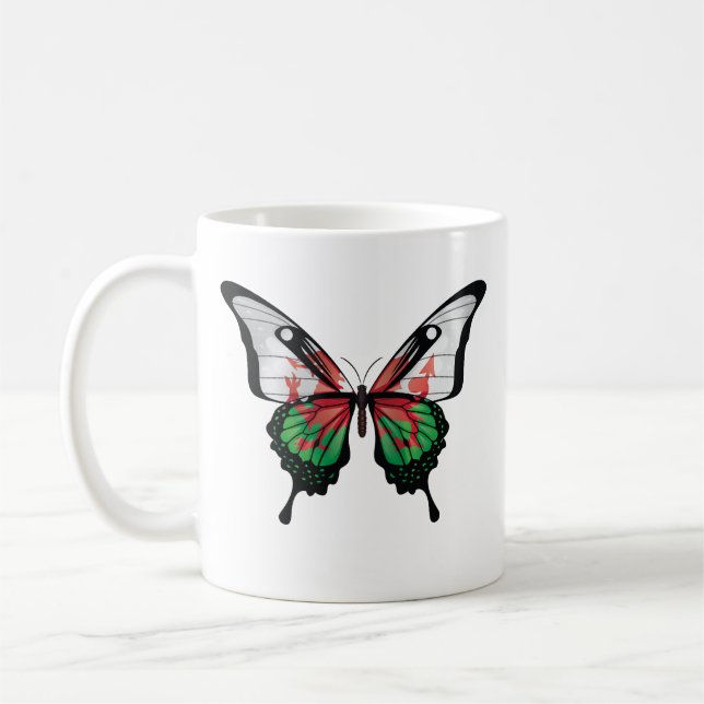 Caneca De Café Wales Swallowtail Butterfly Flag Sticker (Esquerda)
