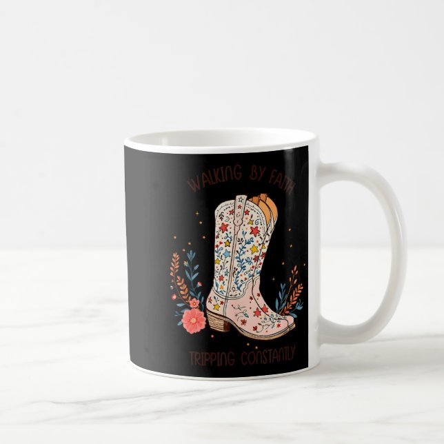 Caneca De Café Walking By Faith Tripng Constantly Christian Weste (Direita)