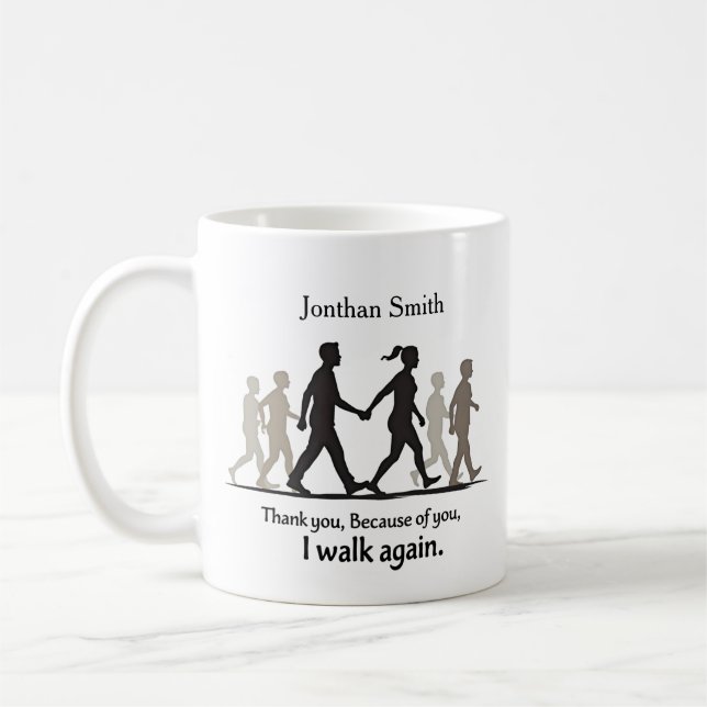 Caneca De Café Walking Graphic Thank You Physical Therapist Gift (Esquerda)