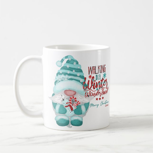 Caneca De Café WALKING IN A WINTER WONDERLAND gnome christmas     (Esquerda)