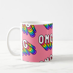 Caneca De Café Wallpaper de Comic Pink do Quirky OMG