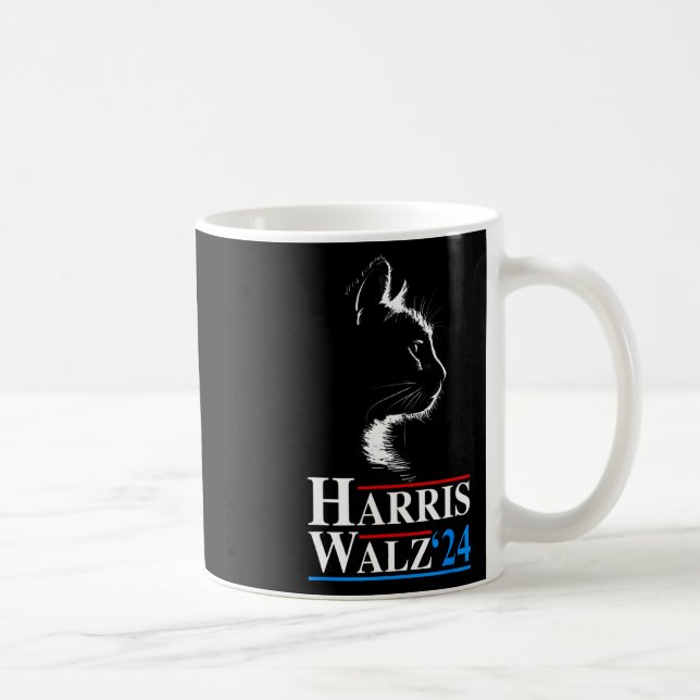 Caneca De Café Waltz 2024 Eleição Engraçado Cat Kamala Harris Tim (Direita)