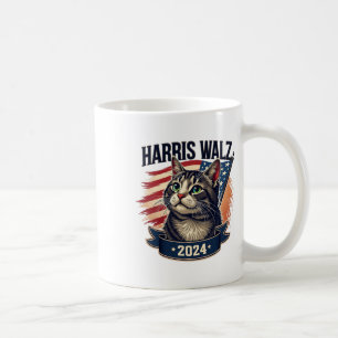 Caneca De Café Walz 2024 Gato Engraçado Kamala Harris Tim Walz Wa