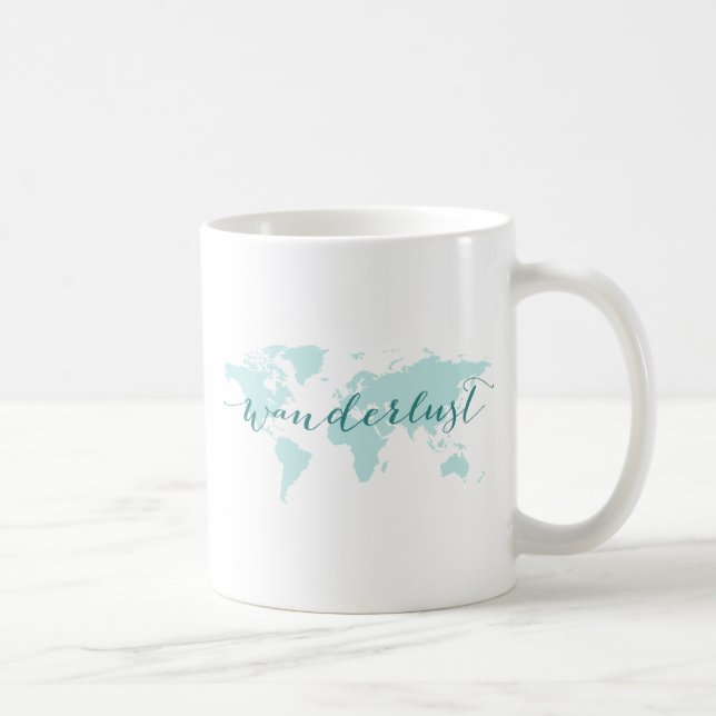 Caneca De Café Wanderlust, desejo viajar, mapa do mundo da (Direita)