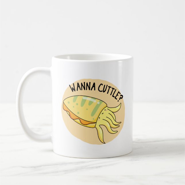 Caneca De Café Wanna Cuttle Funny Cuttlefish Pun (Esquerda)