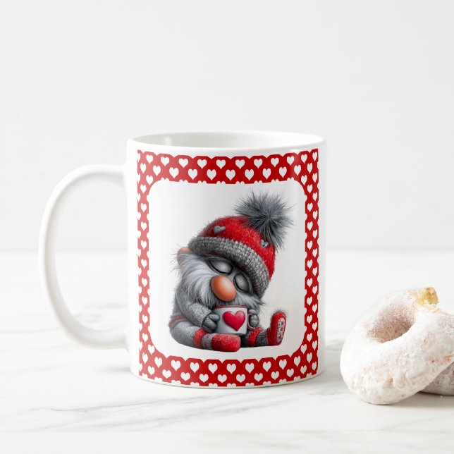Caneca De Café "Warm & Cozy" Sleepy Gnome | Winter Cocoa  (Com Donut)