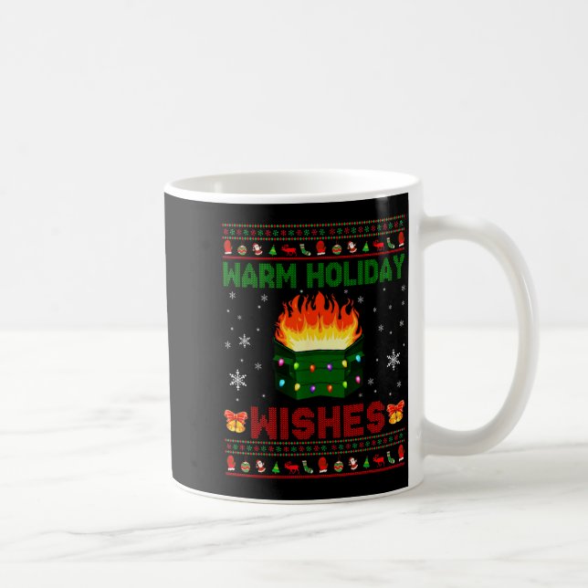 Caneca De Café Warm Holiday Wishes Christmas Lights Sweater Dumps (Direita)