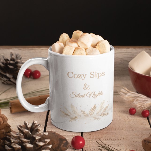 Caneca De Café Warm Winter Sips Mug (Warm winter sips with soft pines and gentle seasonal charm)