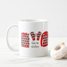 Caneca De Café Warm Wish Argyle Patternos Mug - Vermelho