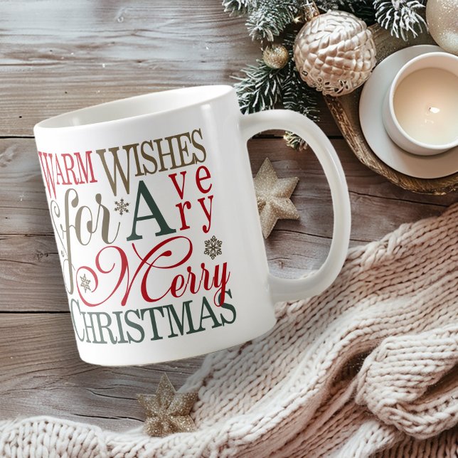Caneca De Café Warm Wish Typografia Red/Green ID589 (Criador carregado)