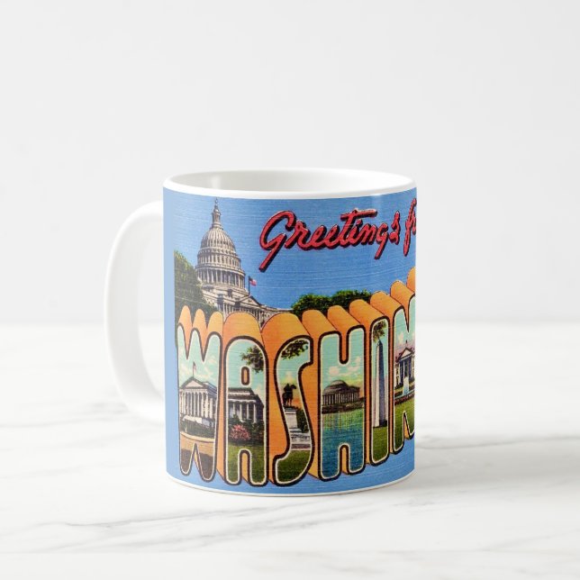 Caneca De Café Washington DC Retro Postcard Mug (Frente Esquerda)