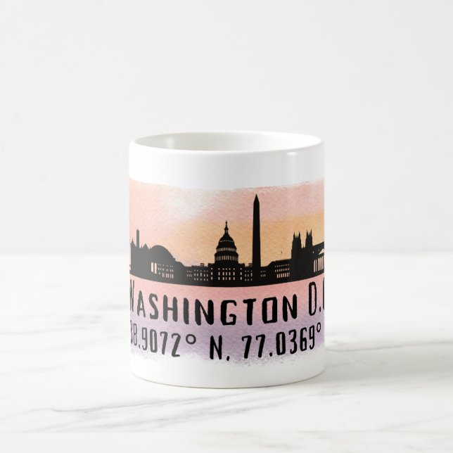 Caneca De Café Washington DC Skyline Latitude e Longitude (Centro)