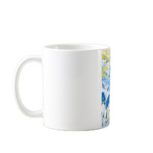 Watecolor Mãe Mug Azul Branco