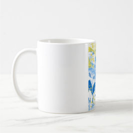 Caneca De Café Watecolor Mãe Mug Azul Branco