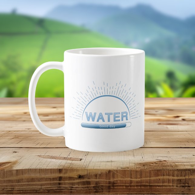 Caneca De Café Water Good Day Blue Minimal Mug (Criador carregado)