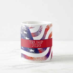 Caneca De Café Watercolor American Flag Trump 2020