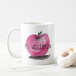 Caneca De Café Watercolor APPLE, moderna, Professora