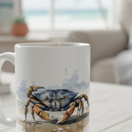 Caneca De Café Watercolor Beach Crab