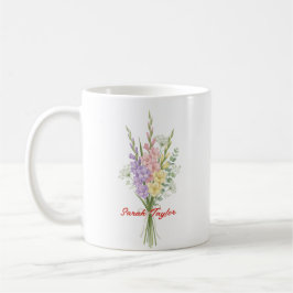 Caneca De Café Watercolor Birth Flower Larkspur Custom