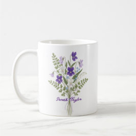 Caneca De Café Watercolor Birth Flower Violet Personalized Mug