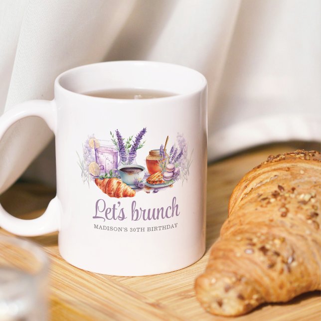 Caneca De Café Watercolor Brunch Birthday Personalizado (Criador carregado)