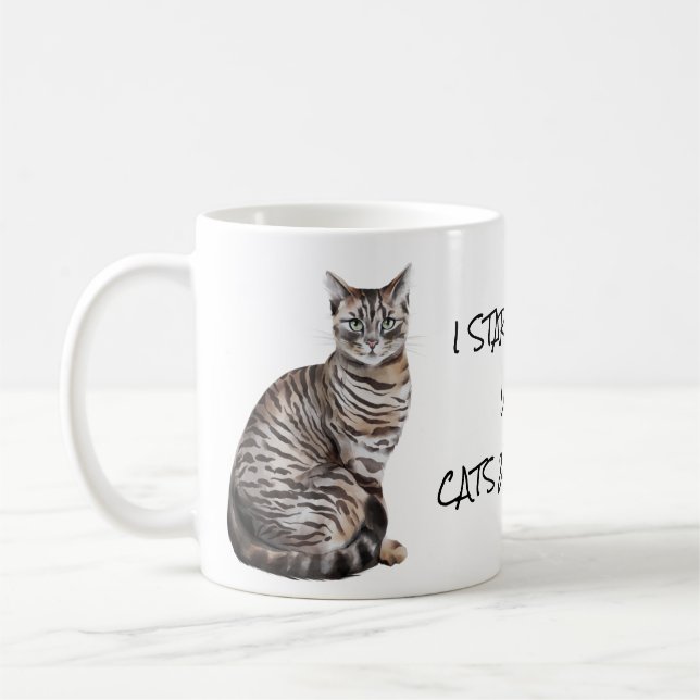 Caneca De Café Watercolor Cat Say (Esquerda)